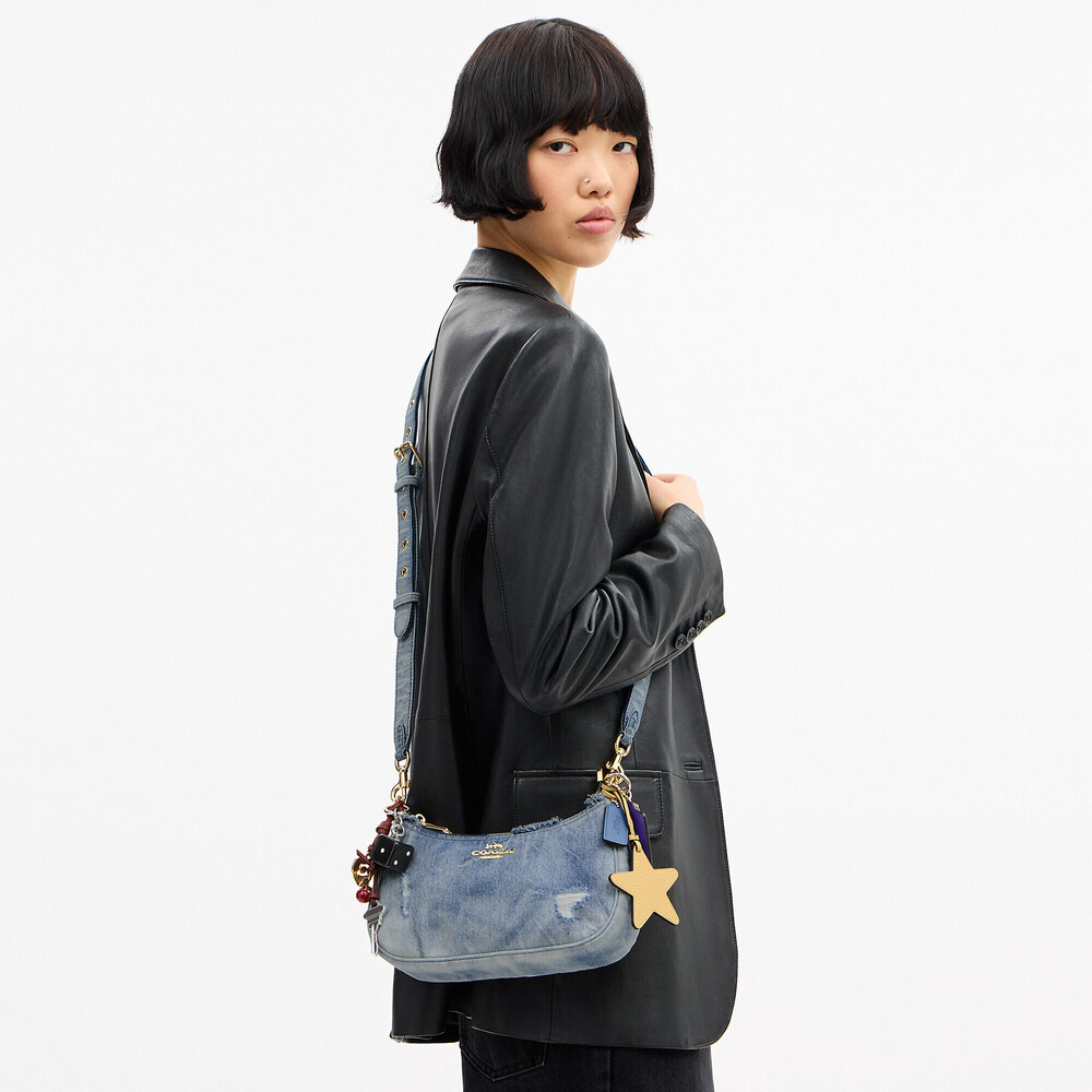Coach Outlet Teri Shoulder Bag In Loved Denim With Charms